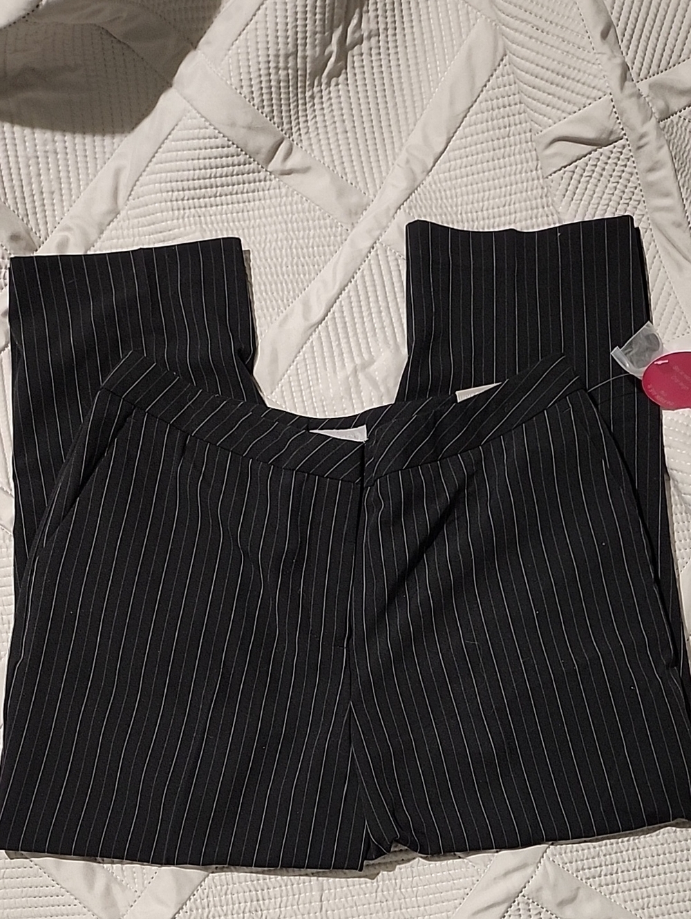 Investments Black with White Pinstripe Straight-Leg Trousers